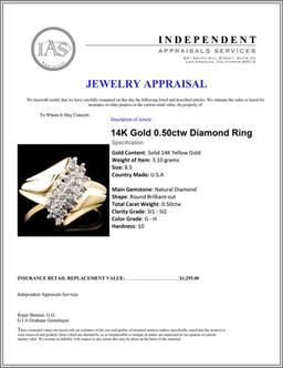 14K Gold 0.50ctw Diamond Ring