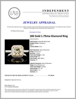 18K Gold 1.79ctw Diamond Ring
