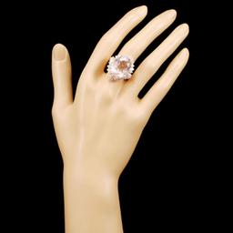 14K Gold 18.75ct Morganite & 2.26ctw Diamond Ring