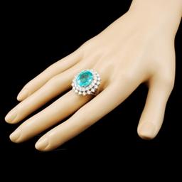 18K Gold 7.94ct Paraiba & 2.83ctw Diamond Ring