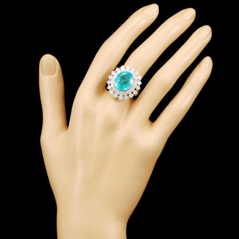 18K Gold 7.94ct Paraiba & 2.83ctw Diamond Ring