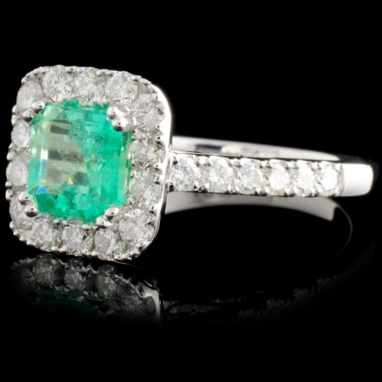 18K Gold 1.14ct Emerald & 0.81ct Diamond Ring