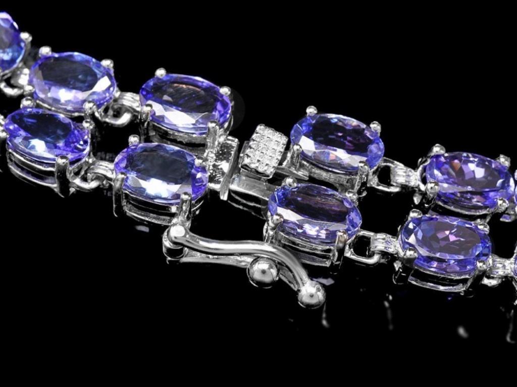 14K Gold 25.00ct Tanzanite & 1.30ct Diamond Brace