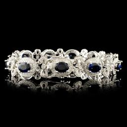 18K Gold 10.28ct Sapphire & 1.76ctw Diamond Bracel