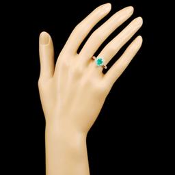 18K Gold 1.01ct Emerald & 0.57ctw Diamond Ring