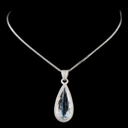 14K Gold 5.00ct Aquamarine & 0.25ctw Diamond Penda