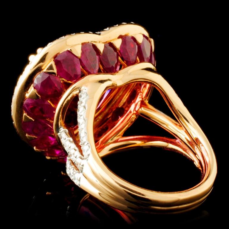 18K Gold 16.47ct Rubellite & 1.76ctw Diamond Ring