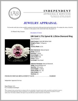 18K Gold 1.77ct Spinel & 1.29ctw Diamond Ring