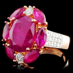 18K Rose Gold 6.92ct Ruby & 0.48ct Diamond Ring