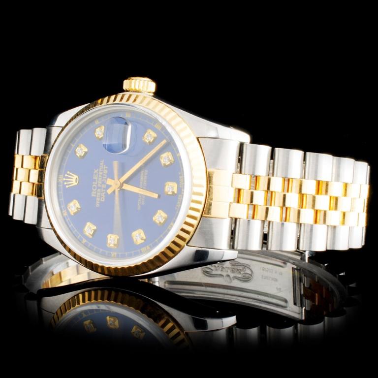 Rolex YG/SS DateJust Diamond 36MM Wristwatch