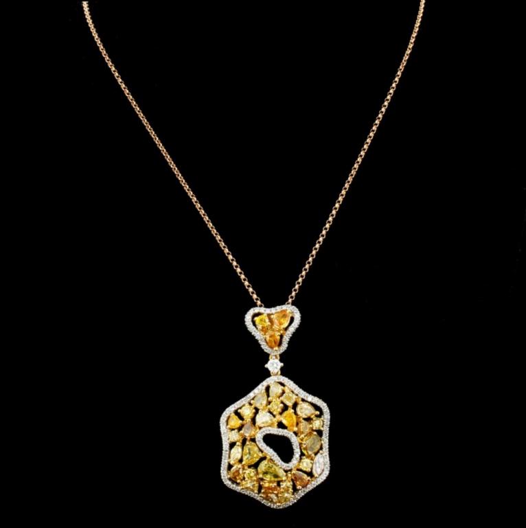 18K Gold 3.42ctw Fancy Color Diamond Pendant