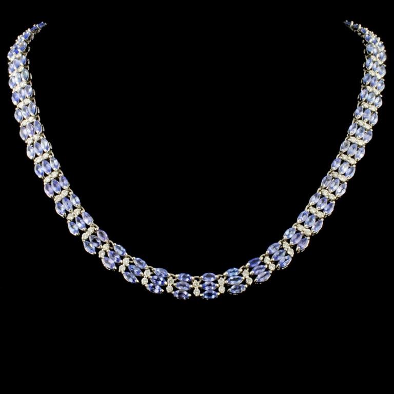 14K Gold 27.20ctw Tanzanite & 3.54ctw Diamond Neck