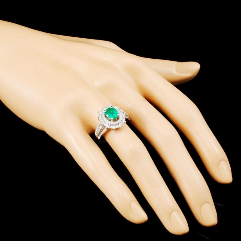 14K Gold 0.95ct Emerald & 0.82ctw Diamond Ring