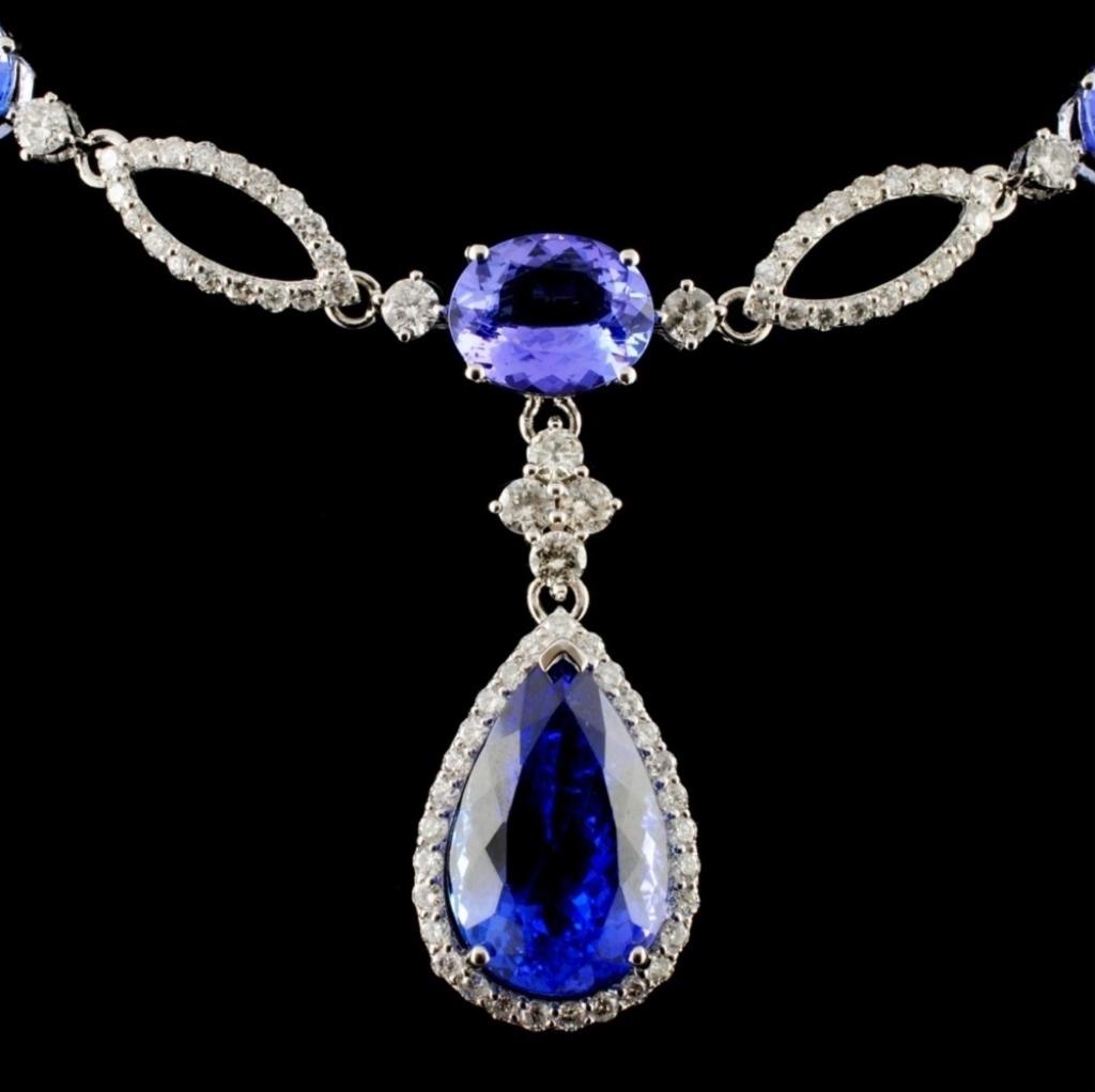 14K Gold 27.20ctw Tanzanite & 3.98ct Diamond Neckl