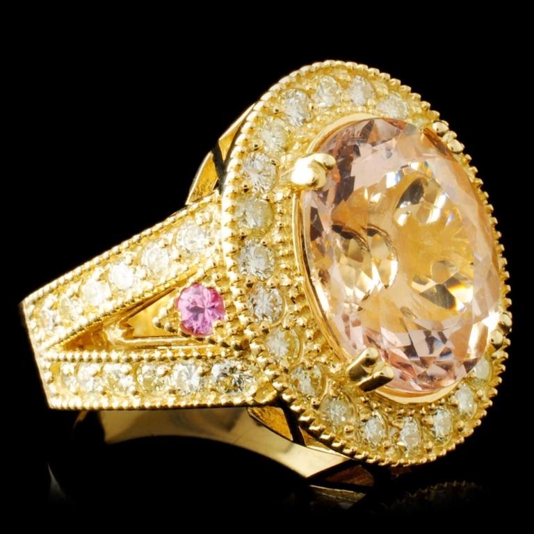 14K Gold 6.16ct Morganite & 1.51ctw Diamond Ring