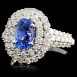 18K White Gold 1.90ct Sapphire & 1.33ct Diamond Ri