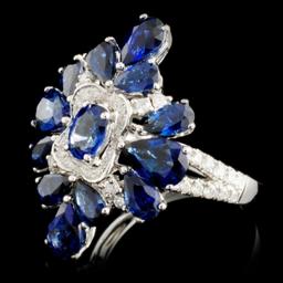 18K Gold 4.95ct Sapphire & 0.34ct Diamond Ring