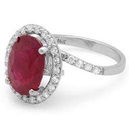 14K Gold 5.00ct Ruby & 0.50ct Diamond Ring