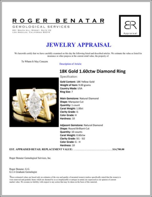 18K Gold 1.60ctw Diamond Ring