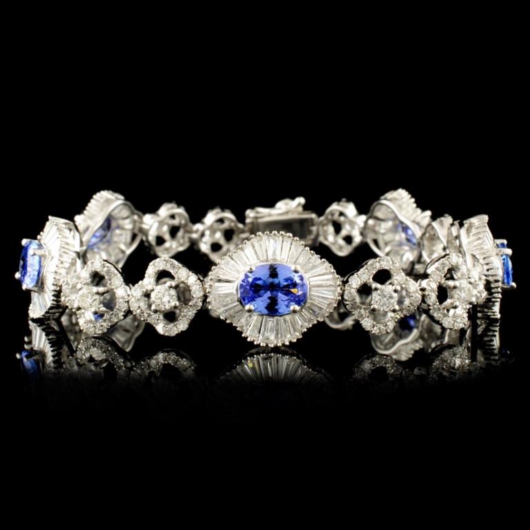 18K Gold 3.55ct Tanzanite & 4.81ctw Diamond Bracel