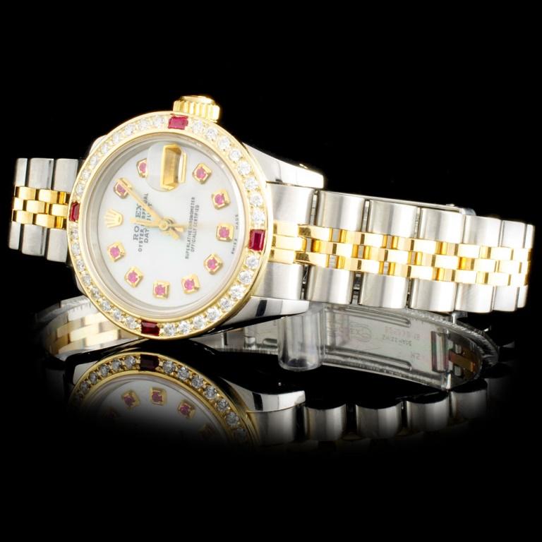 Rolex YG/SS DateJust Diamond Ladies Watch