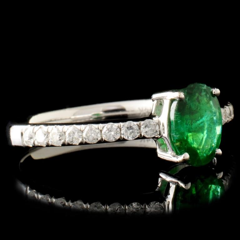 14K Gold 0.64ct Emerald & 0.21ctw Diamond Ring