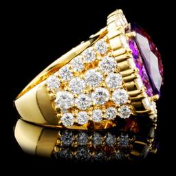 18K Gold 12.00ct Amethyst & 4.89ctw Diamond Ring