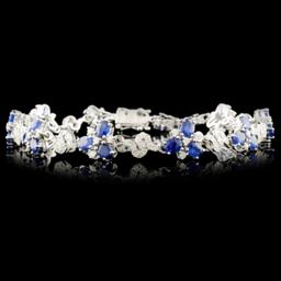 14K Gold 6.70ct Sapphire & 1.65ctw Diamond Bracele