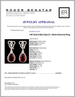 14K Gold 6.06ct Opal & 1.30ctw Diamond Earrings