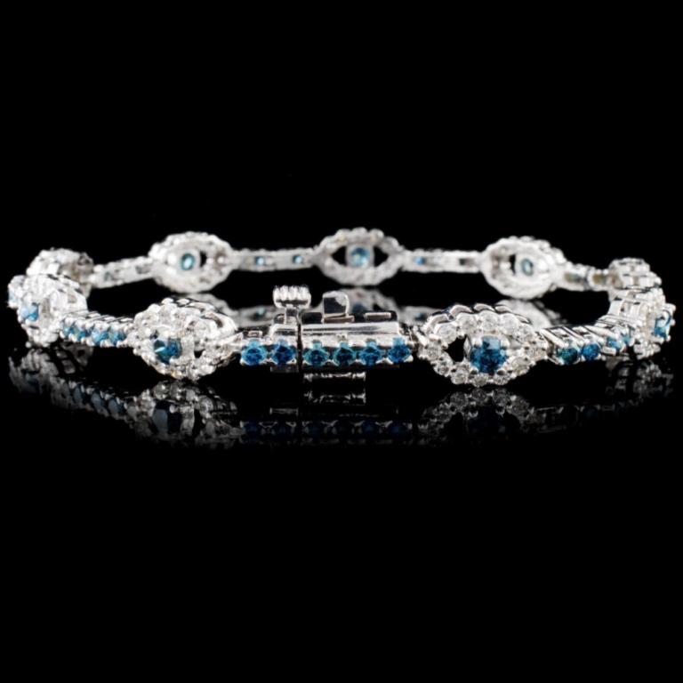 14K White Gold 3.76ctw Fancy Color Diamond Bracele