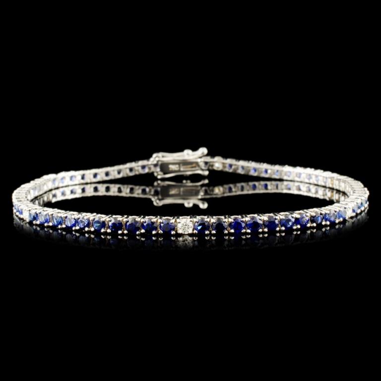 14K Gold 4.02ct Sapphire & 0.29ctw Diamond Bracele