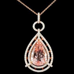 14K Rose Gold 10.37ct Morganite & 1.37ctw Diamond