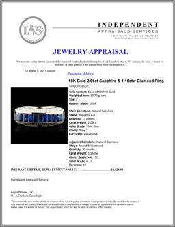 18K Gold 2.06ct Sapphire & 1.15ctw Diamond Ring