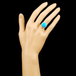 14K Gold 6.06ct Turquoise & 0.58ctw Diamond Ring