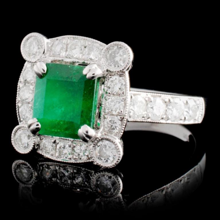 18K Gold 1.63ct Emerald & 1.04ctw Diamond Ring