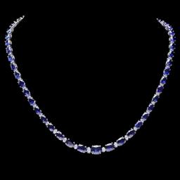 14k Gold 30.00ct Sapphire & 1.00ct Diamond Neckla