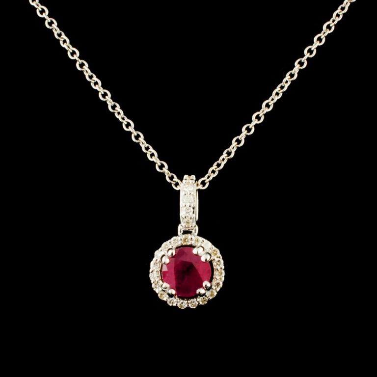 14K Gold 0.51ct Ruby & 0.18ctw Diamond Pendant