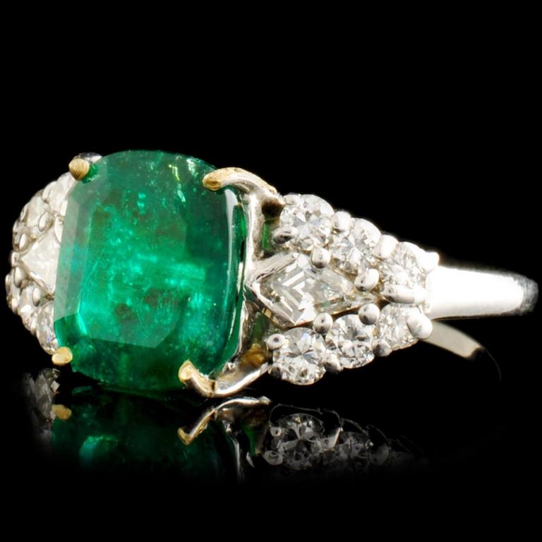 2.68ct Emerald & 1.00ctw Diamond Platinum Ring