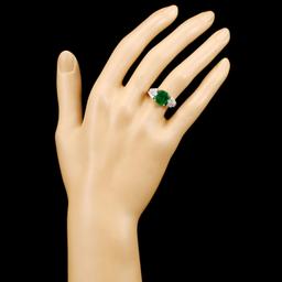 2.68ct Emerald & 1.00ctw Diamond Platinum Ring