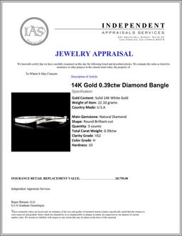 14K Gold 0.39ctw Diamond Bangle