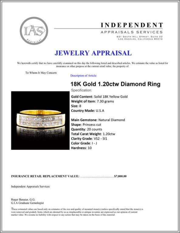 18K Gold 1.20ctw Diamond Ring