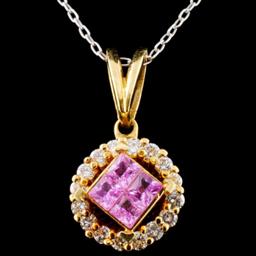 18K Gold 0.70ct Sapphire & 0.47ct Diamond Pendant