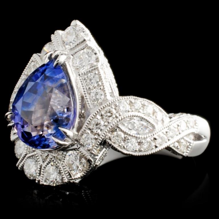 18K Gold 3.56ct Sapphire & 1.38ct Diamond Ring