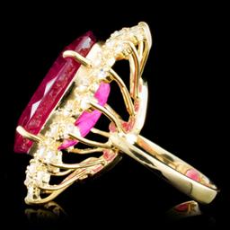 14K Gold 24.36ct Tourmaline & 1.49ctw Diamond Ring