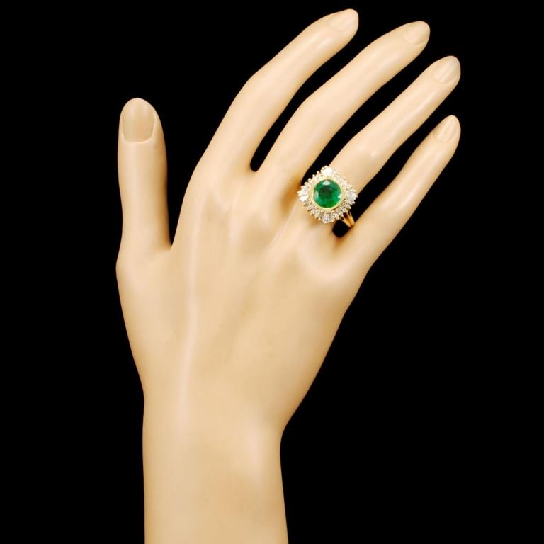 18K Gold 3.17ct Emerald & 1.14ctw Diamond Ring