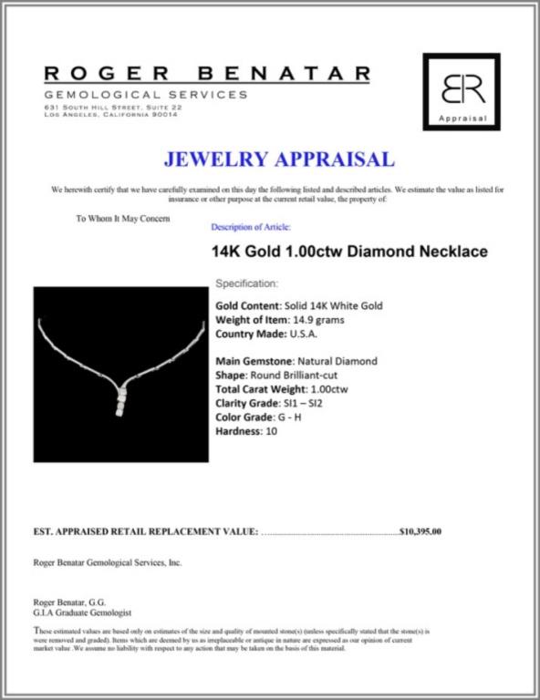 14K Gold 1.00ctw Diamond Necklace