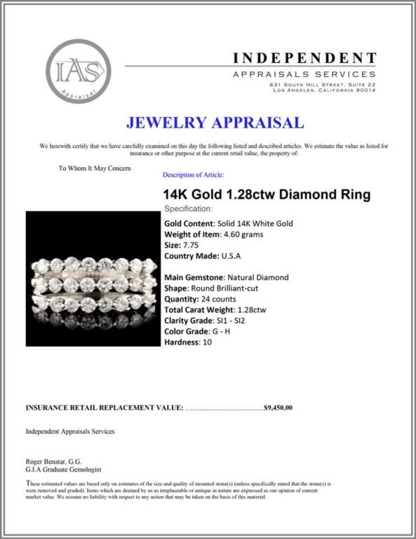 14K Gold 1.28ctw Diamond Ring