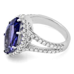 14K Gold 5.00ct Tanzanite & 0.85ct Diamond Ring