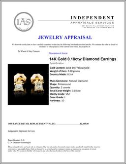 14K Gold 0.18ctw Diamond Earrings