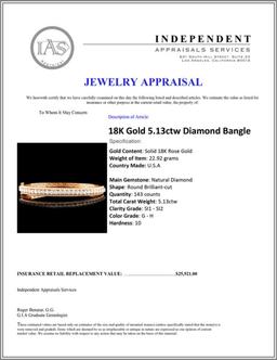 18K Gold 5.13ctw Diamond Bangle